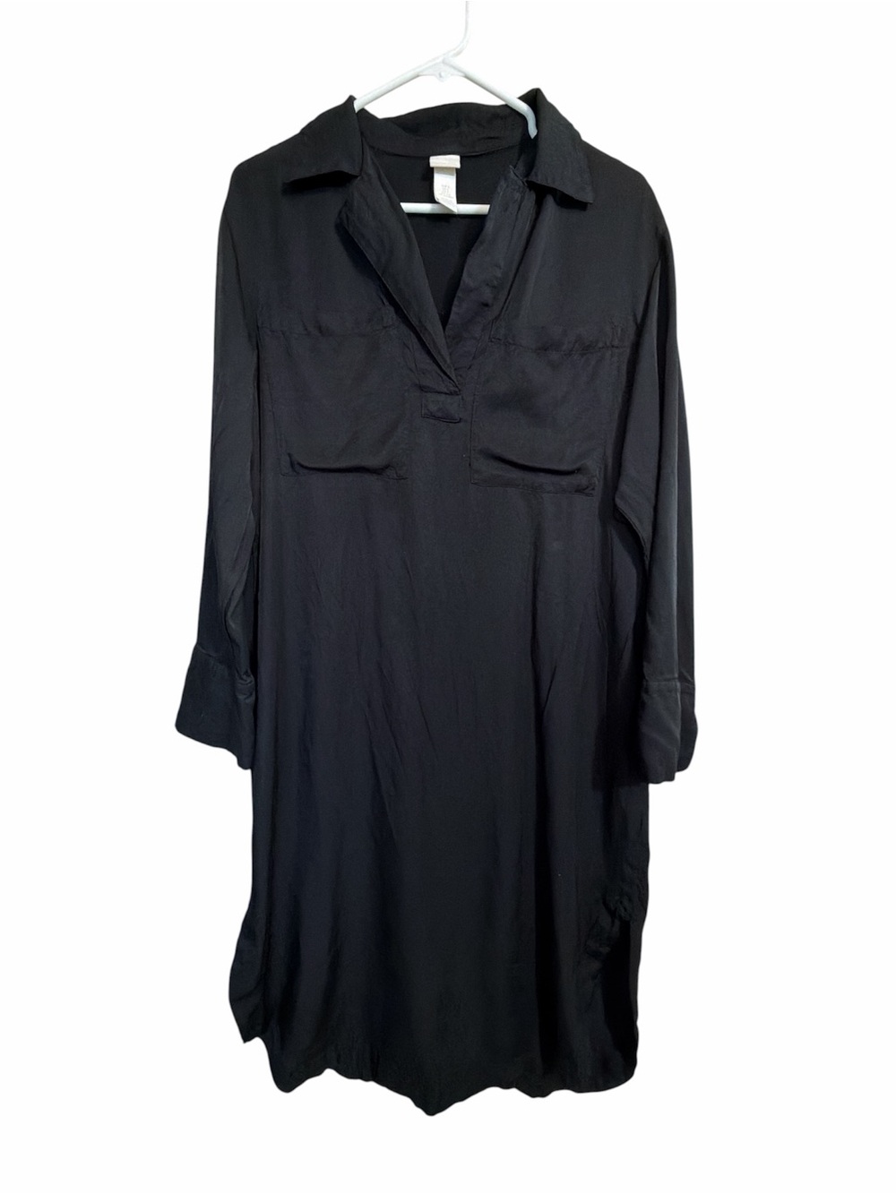 H&M oversized black Collared Tunic Dress small